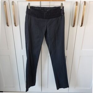 Guess Collection Dress Pants Womens 0 Black Satin Trim Split Hem Made in USA
